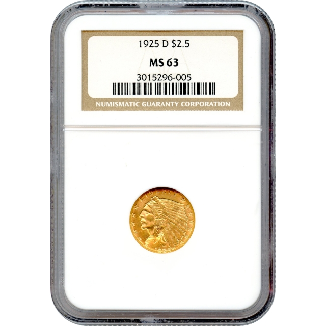 1925-D $2.50 Indian Head Quarter Eagle NGC MS63