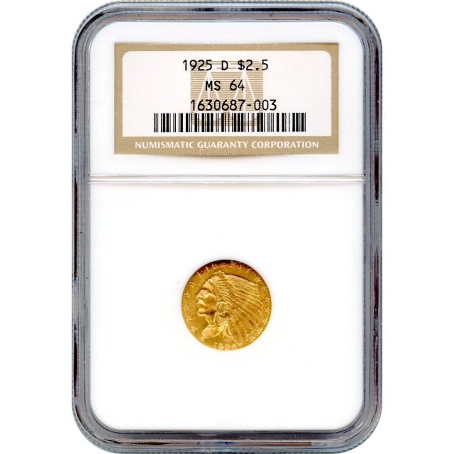 1925-D $2.50 Indian Head Quarter Eagle NGC MS64