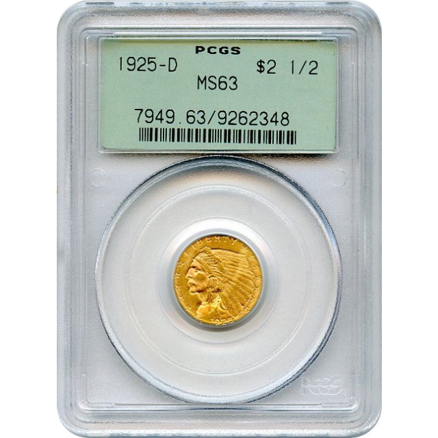 1925-D $2.50 Indian Head Quarter Eagle PCGS MS63