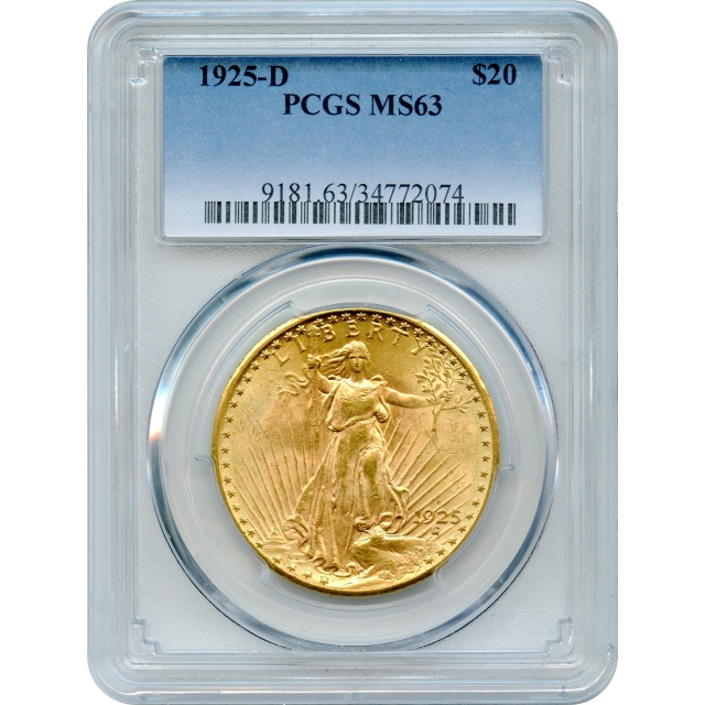 1925-D $20 Saint Gaudens Double Eagle PCGS MS63