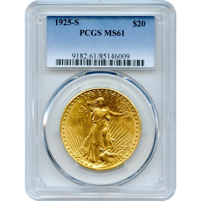 1925-S $20 Saint Gaudens Double Eagle PCGS MS61