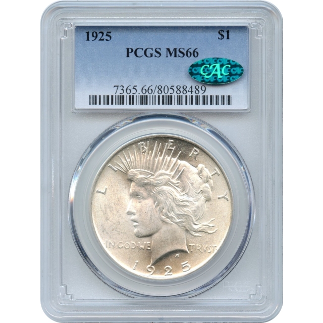 1925 $1 Peace Silver Dollar PCGS MS66 (CAC)