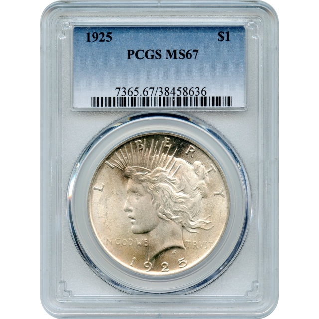 1925 $1 Peace Silver Dollar PCGS MS67