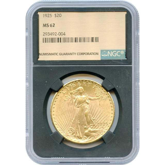 1925 $20 Saint Gaudens Double Eagle NGC MS62 Black