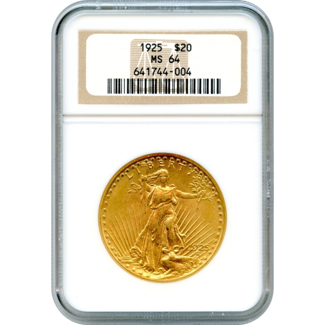 1925 $20 Saint Gaudens Double Eagle NGC MS64