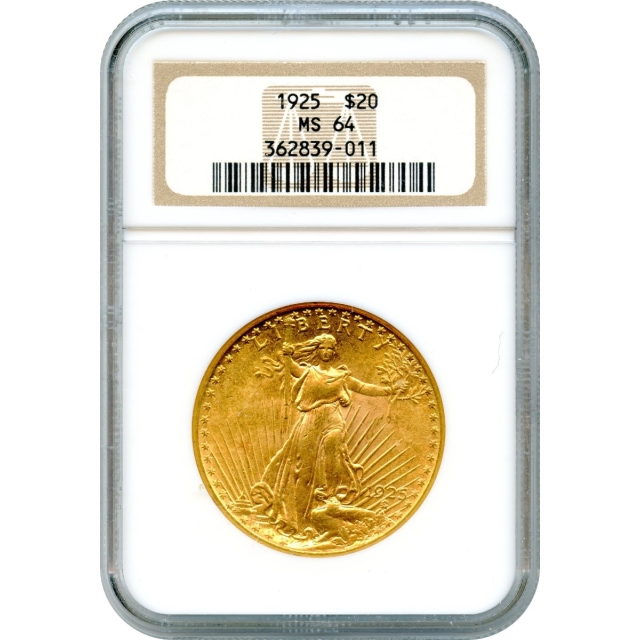1925 $20 Saint Gaudens Double Eagle NGC MS64