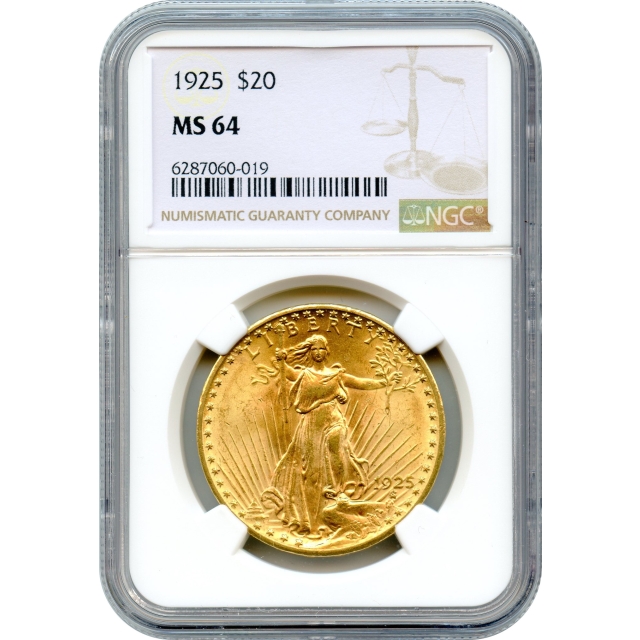 1925 $20 Saint Gaudens Double Eagle NGC MS64