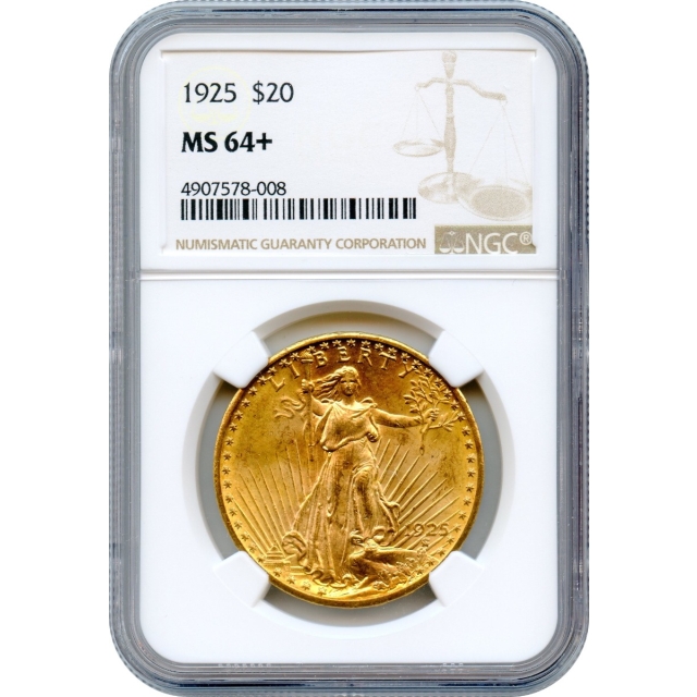 1925 $20 Saint-Gaudens Double Eagle NGC MS64+