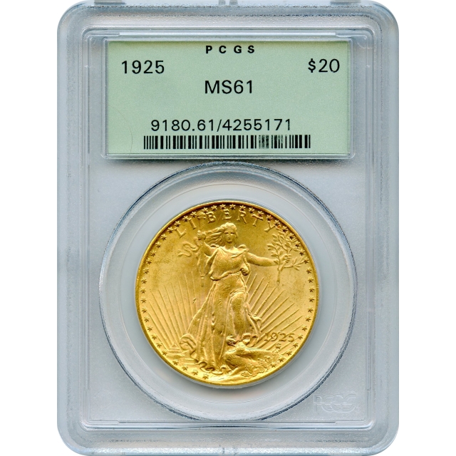 1925 $20 Saint Gaudens Double Eagle PCGS MS61