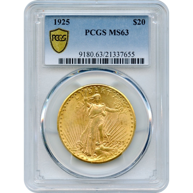 1925 $20 Saint Gaudens Double Eagle PCGS MS63