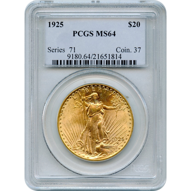 1925 $20 Saint Gaudens Double Eagle PCGS MS64