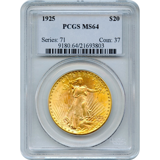 1925 $20 Saint Gaudens Double Eagle PCGS MS64