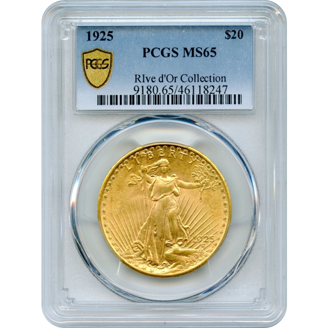 1925 $20 Saint Gaudens Double Eagle PCGS MS65 Ex. Rive d'Or Collection