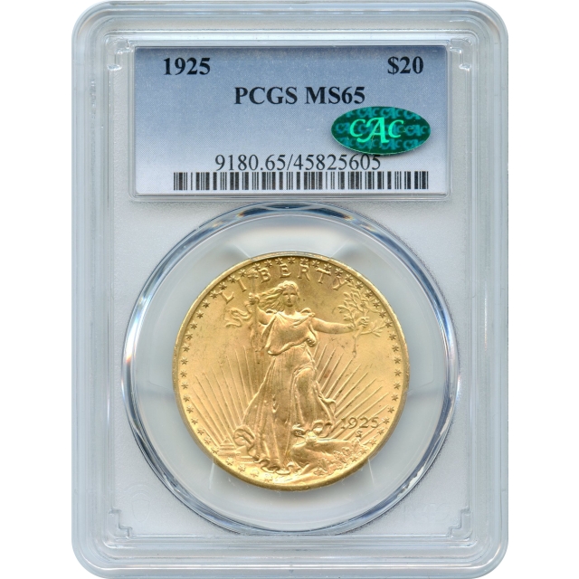 1925 $20 Saint Gaudens Double Eagle PCGS MS65 (CAC)