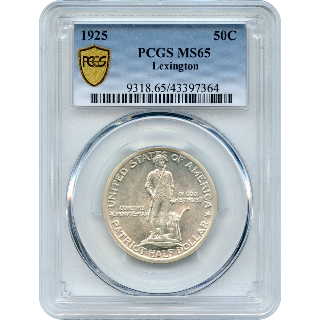 1925 50C Lexington Silver Commemorative PCGS MS65