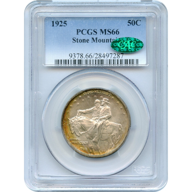 1925 50C Stone Mountain Silver Commemorative PCGS MS65 (CAC) - color!