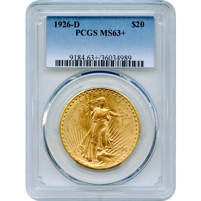 1926-D $20 Saint Gaudens Double Eagle PCGS MS63+