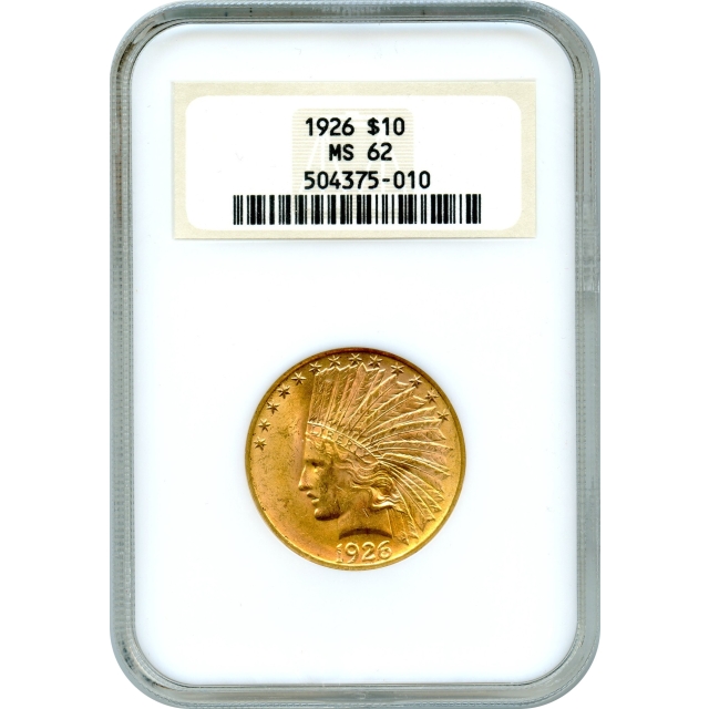 1926 $10 Indian Head Eagle NGC MS62