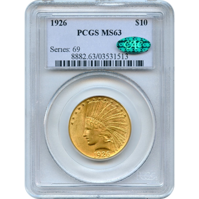 1926 $10 Indian Head Eagle PCGS MS63 (CAC)