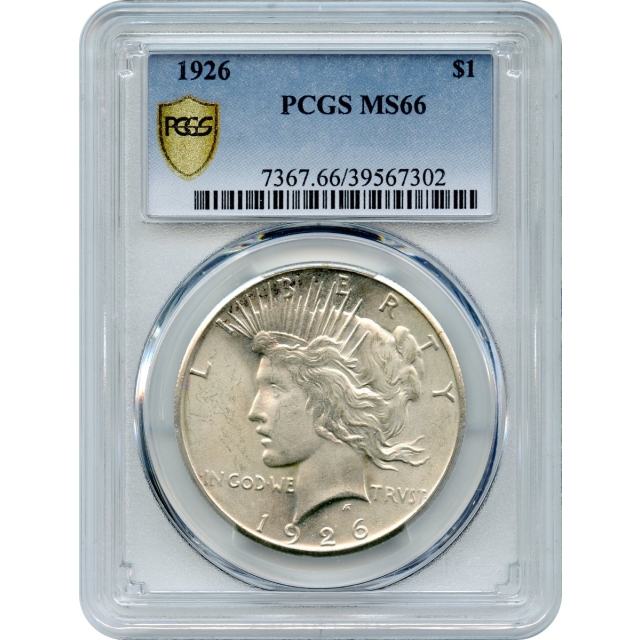 1926 $1 Peace Silver Dollar PCGS MS66