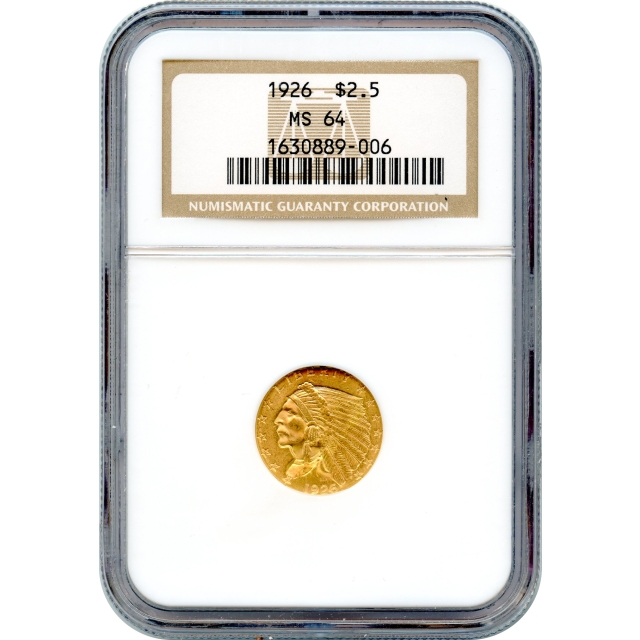 1926 $2.50 Indian Head Quarter Eagle NGC MS64
