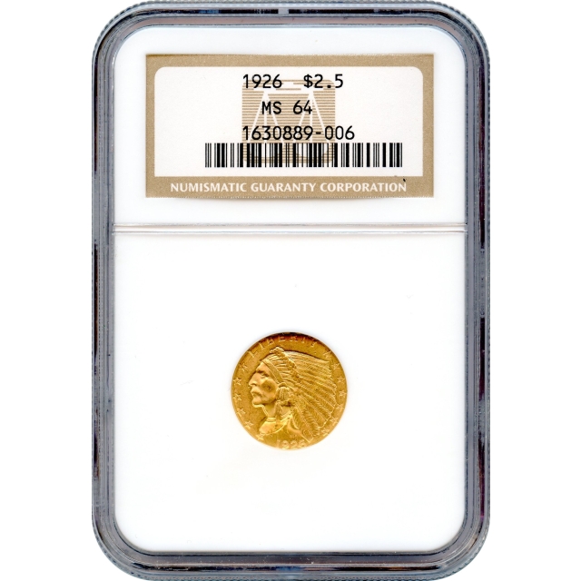 1926 $2.50 Indian Head Quarter Eagle NGC MS64