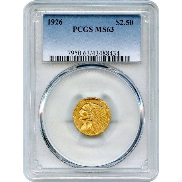 1926 $2.50 Indian Head Quarter Eagle PCGS MS63