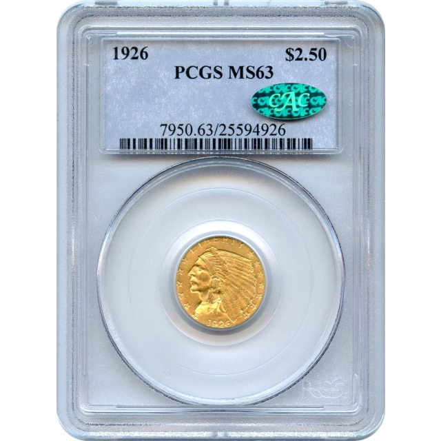 1926 $2.50 Indian Head Quarter Eagle PCGS MS63 (CAC)