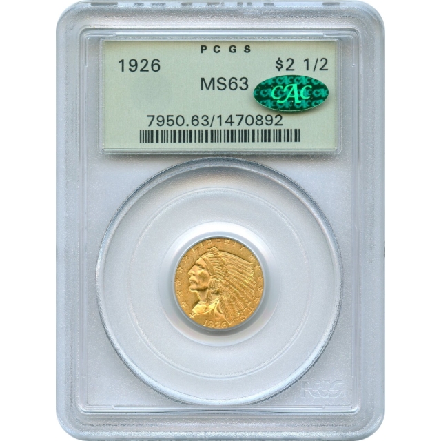 1926 $2.50 Indian Head Quarter Eagle PCGS MS63 (CAC)