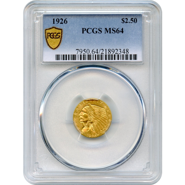 1926 $2.50 Indian Head Quarter Eagle PCGS MS64
