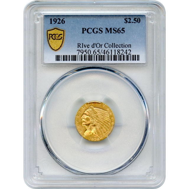 1926 $2.50 Indian Head Quarter Eagle PCGS MS65 Ex.Rive d'Or Collection