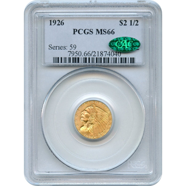 1926 $2.50 Indian Head Quarter Eagle PCGS MS66 (CAC) Top CAC-!