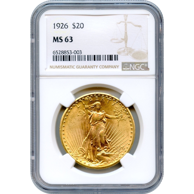 1926 $20 Saint Gaudens Double Eagle NGC MS63