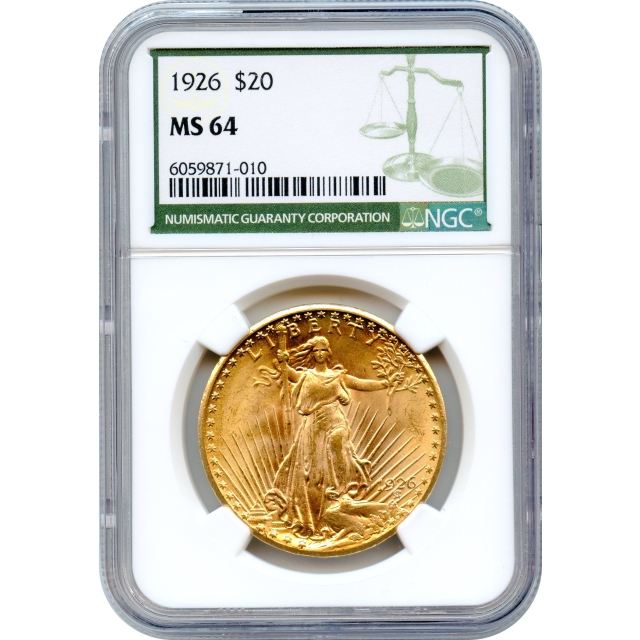 1926 $20 Saint Gaudens Double Eagle NGC MS64