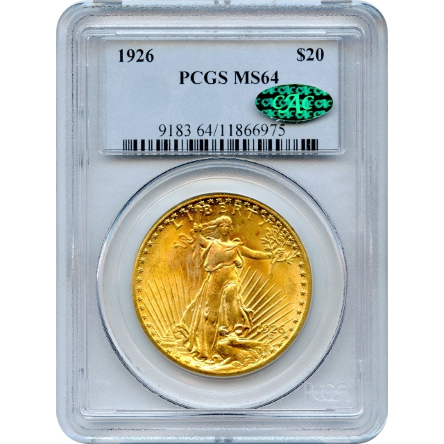 1926 $20 Saint Gaudens Double Eagle PCGS MS64 (CAC)