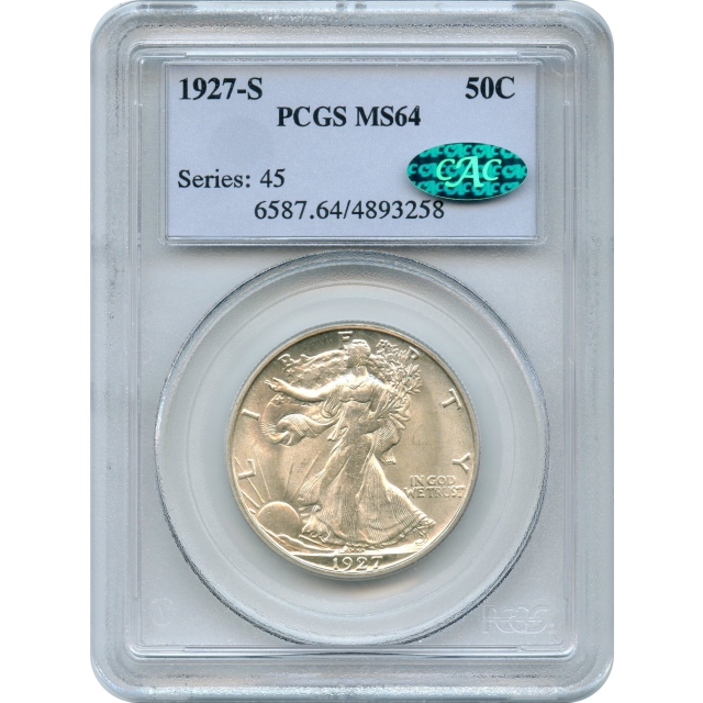 1927-S 50C Walking Liberty Half Dollar PCGS MS64 (CAC)