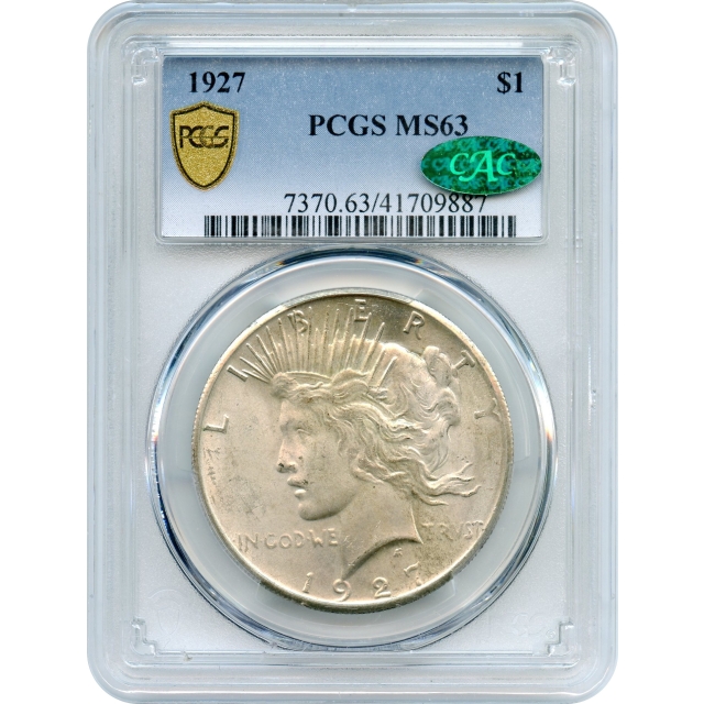 1927 $1 Peace Silver Dollar PCGS MS63 (CAC)