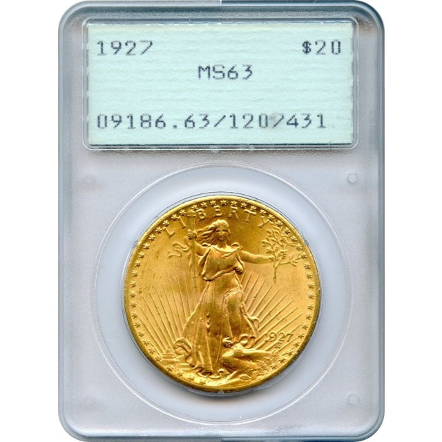 1927 $20 Saint Gaudens Double Eagle PCGS MS63 - PQ and in 1st gen holder!