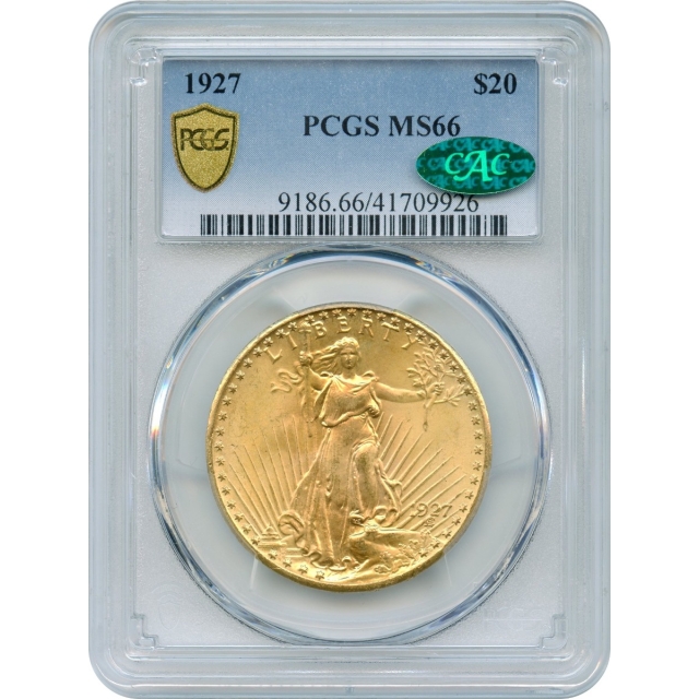 1927 $20 Saint Gaudens Double Eagle PCGS MS66 (CAC) - Registry Set Type Coin-!