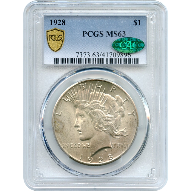 1928 $1 Peace Silver Dollar PCGS MS63 (CAC)