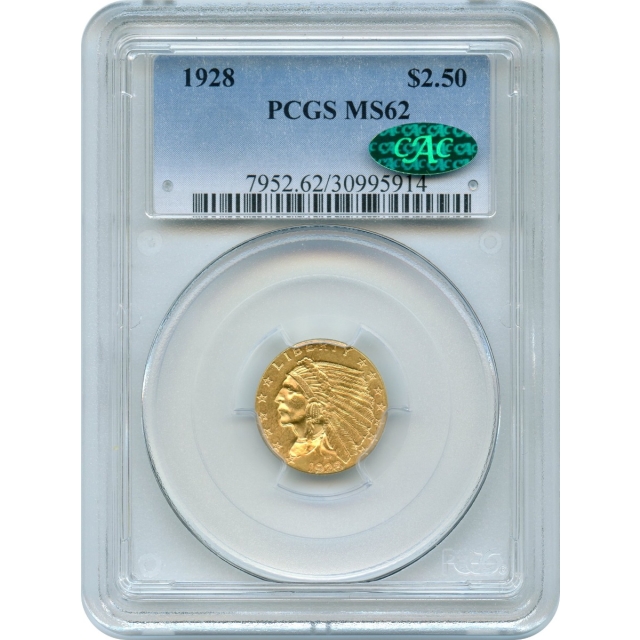 1928 $2.50 Indian Head Quarter Eagle PCGS MS62 (CAC)