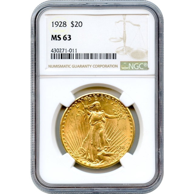 1928 $20 Saint Gaudens Double Eagle NGC MS63
