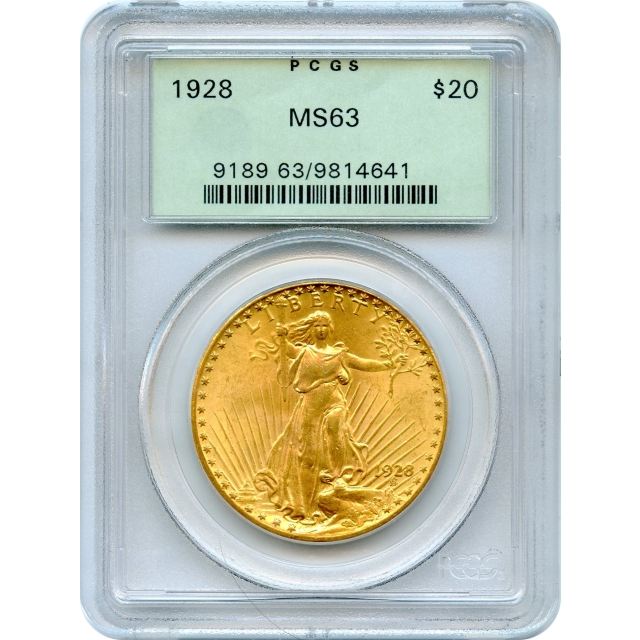 1928 $20 Saint Gaudens Double Eagle PCGS MS63 (OGH)