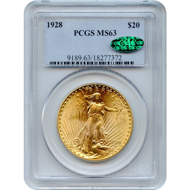 1928 $20 Saint Gaudens Double Eagle PCGS MS63 (CAC)