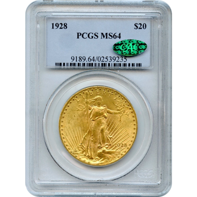1928 $20 Saint Gaudens Double Eagle PCGS MS64 (CAC)