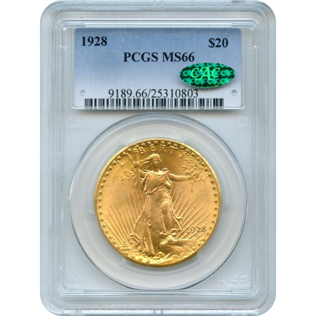 1928 $20 Saint Gaudens Double Eagle PCGS MS66 (CAC)