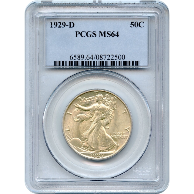 1929-D 50C Walking Liberty Half Dollar PCGS MS64