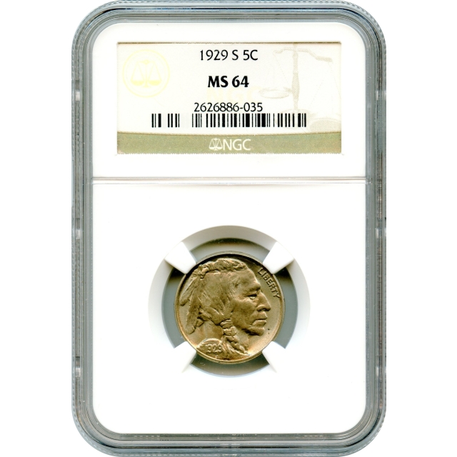 1929-S 5C Buffalo Nickel NGC MS64