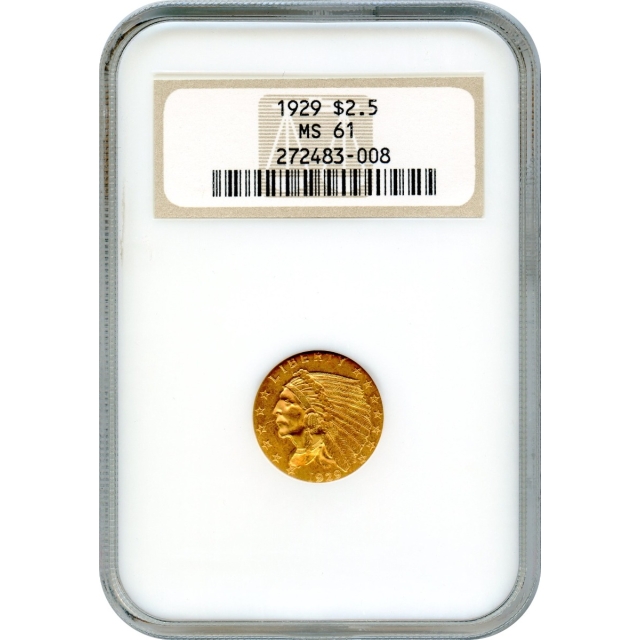 1929 $2.50 Indian Head Quarter Eagle NGC MS61