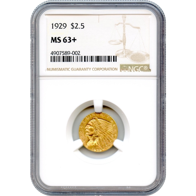 1929 $2.50 Indian Head Quarter Eagle NGC MS63+